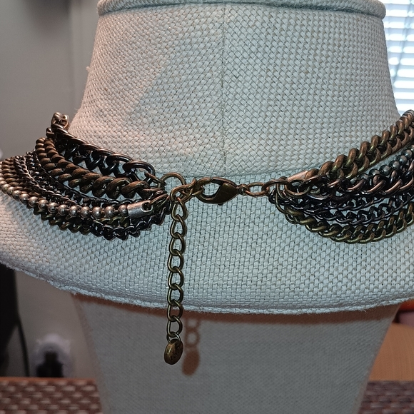 Ann Taylor Loft Multi-Strand Chains Necklace Rhinestones & Faux Gems 💎 20"long - Picture 3 of 5